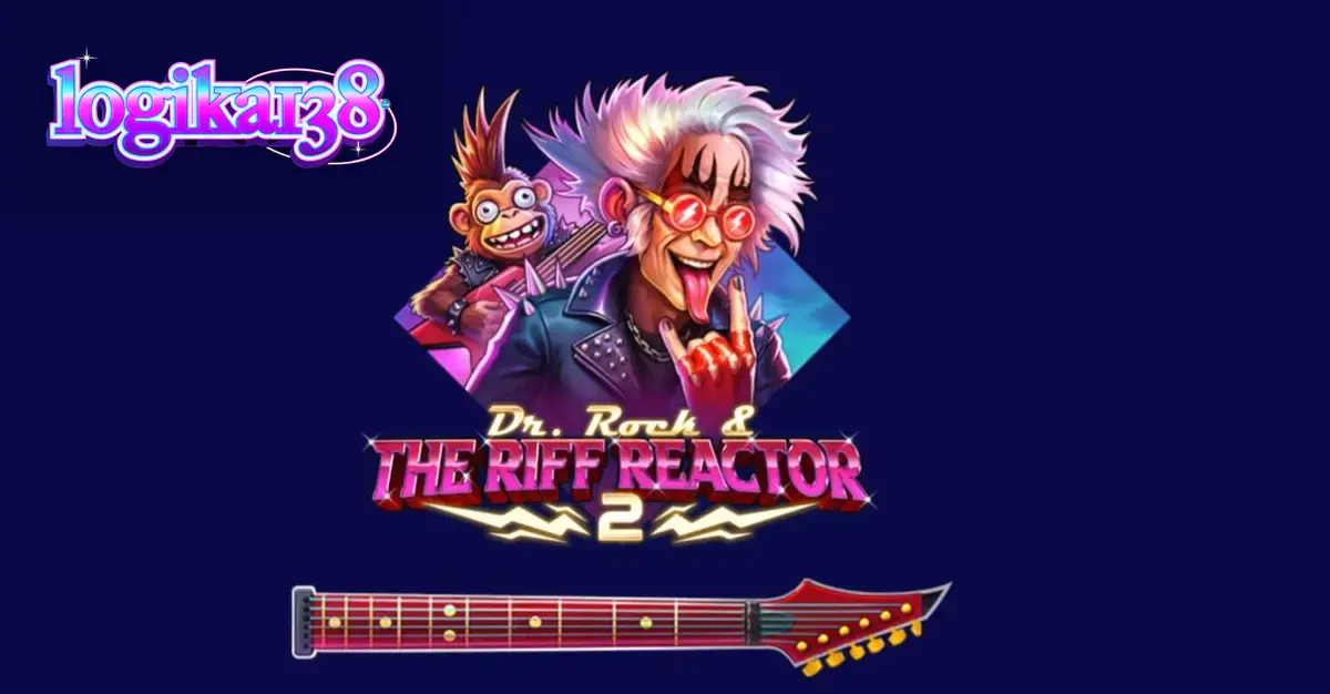 Tampilan visual slot Dr. Rock & the Riff Reactor 2 dengan tema konser rock neon